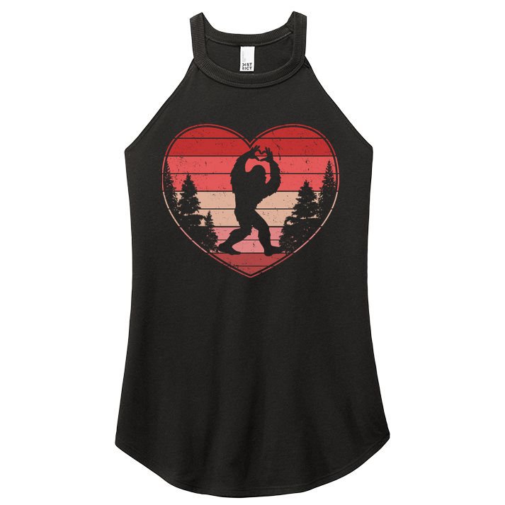 Funny Cute Valentines Day Bigfoot Sasquatch Heart Women's Perfect Tri Rocker Tank