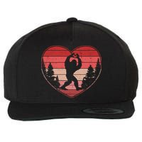 Funny Cute Valentines Day Bigfoot Sasquatch Heart Wool Snapback Cap