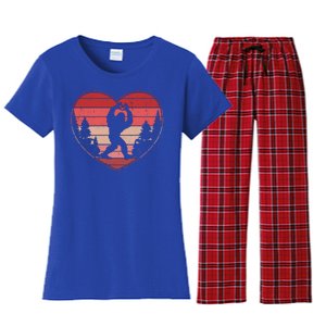 Funny Cute Valentines Day Bigfoot Sasquatch Heart Women's Flannel Pajama Set