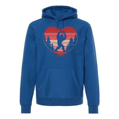 Funny Cute Valentines Day Bigfoot Sasquatch Heart Premium Hoodie