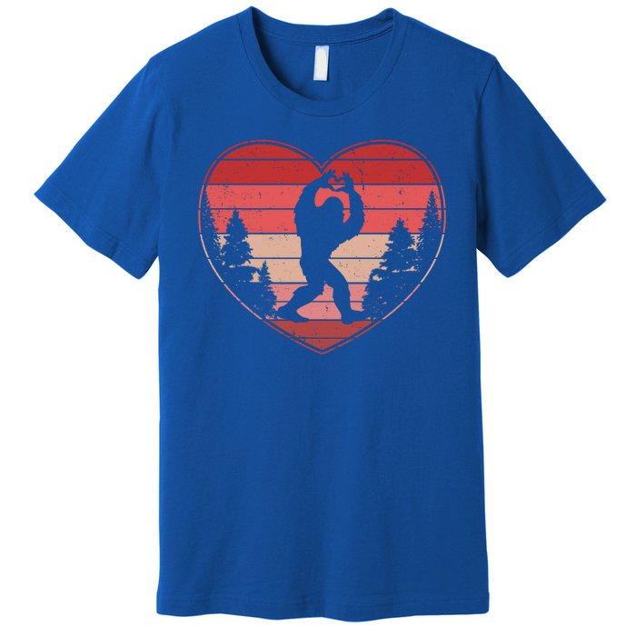 Funny Cute Valentines Day Bigfoot Sasquatch Heart Premium T-Shirt