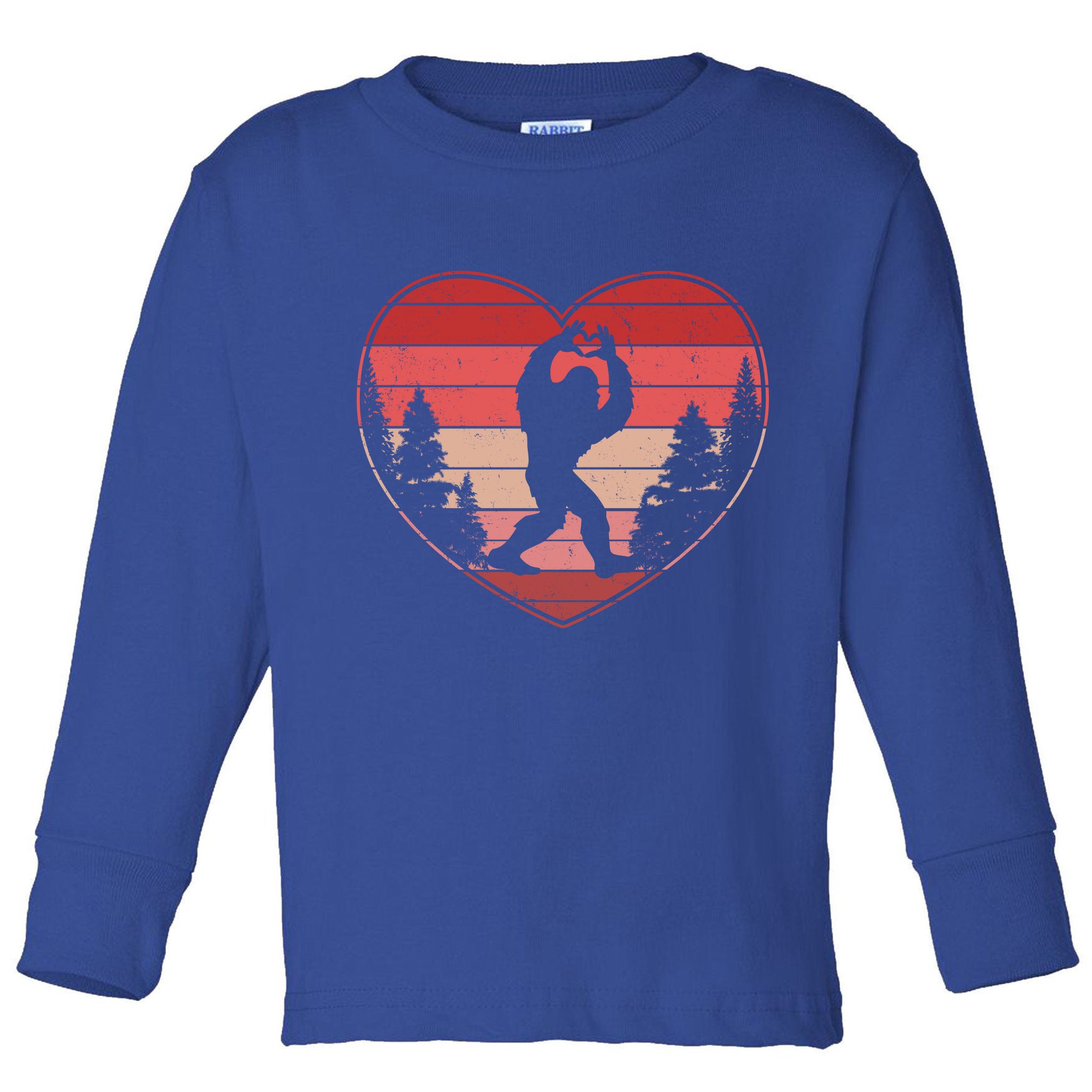 Funny Cute Valentines Day Bigfoot Sasquatch Heart Toddler Long Sleeve Shirt