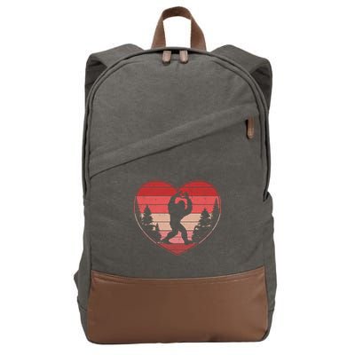 Funny Cute Valentines Day Bigfoot Sasquatch Heart Cotton Canvas Backpack