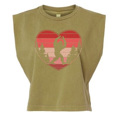 Funny Cute Valentines Day Bigfoot Sasquatch Heart Garment-Dyed Women's Muscle Tee