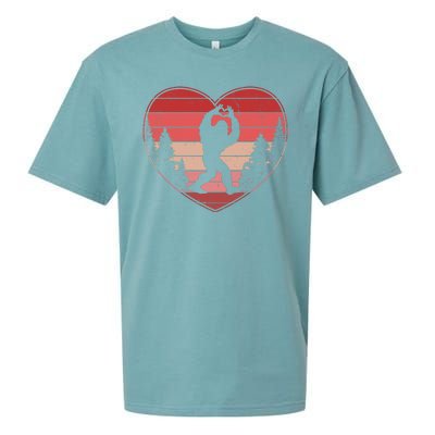 Funny Cute Valentines Day Bigfoot Sasquatch Heart Sueded Cloud Jersey T-Shirt