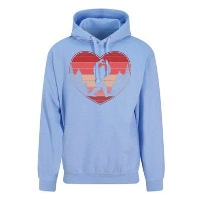 Funny Cute Valentines Day Bigfoot Sasquatch Heart Unisex Surf Hoodie