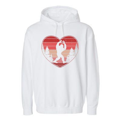 Funny Cute Valentines Day Bigfoot Sasquatch Heart Garment-Dyed Fleece Hoodie