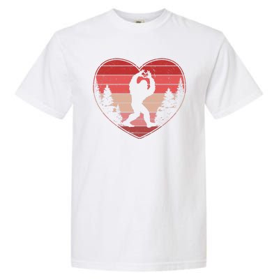 Funny Cute Valentines Day Bigfoot Sasquatch Heart Garment-Dyed Heavyweight T-Shirt