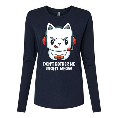 Funny Cat Video Gamer Dont Bother Me Right Meow Womens Cotton Relaxed Long Sleeve T-Shirt