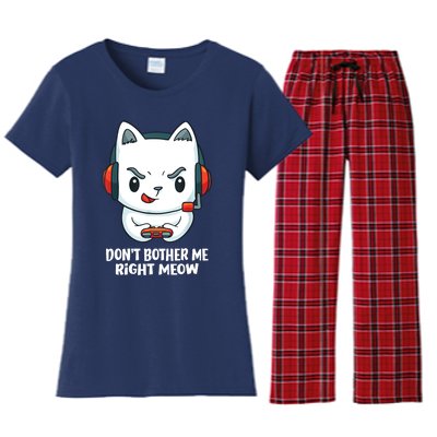 Funny Cat Video Gamer Dont Bother Me Right Meow Women's Flannel Pajama Set