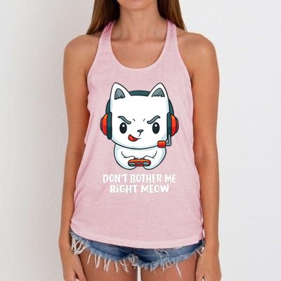 Funny Cat Video Gamer Dont Bother Me Right Meow Women's Knotted Racerback Tank