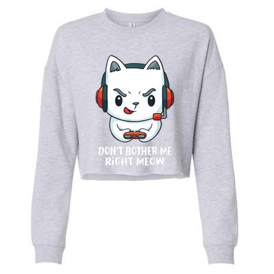 Funny Cat Video Gamer Dont Bother Me Right Meow Cropped Pullover Crew