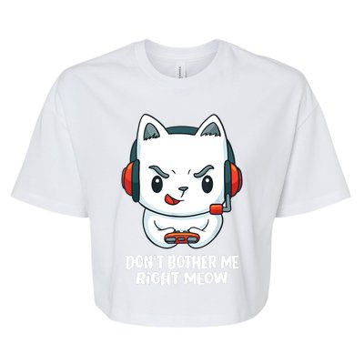 Funny Cat Video Gamer Dont Bother Me Right Meow Bella+Canvas Jersey Crop Tee