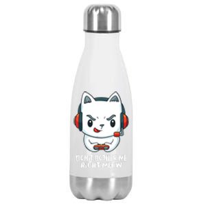 Funny Cat Video Gamer Dont Bother Me Right Meow Stainless Steel Insulated Water Bottle