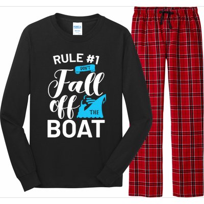 Funny Cruise Vacation Rule 1 Dont Fall Off The Boat Funny Gift Long Sleeve Pajama Set