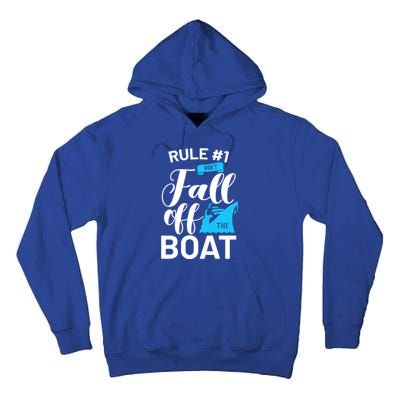 Funny Cruise Vacation Rule 1 Dont Fall Off The Boat Funny Gift Tall Hoodie