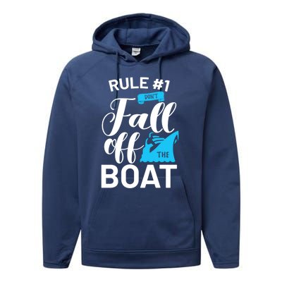 Funny Cruise Vacation Rule 1 Dont Fall Off The Boat Funny Gift Performance Fleece Hoodie