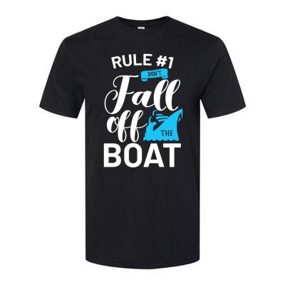 Funny Cruise Vacation Rule 1 Dont Fall Off The Boat Funny Gift Softstyle CVC T-Shirt