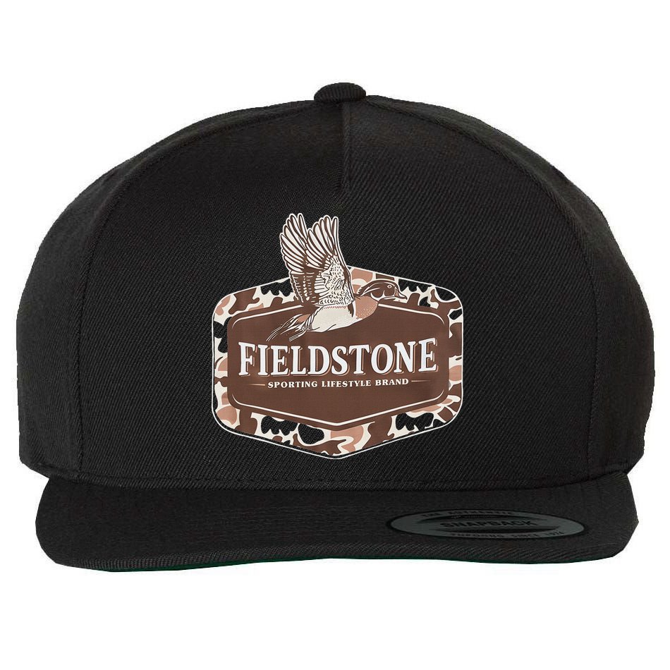 Fieldstone Camo Wood Duck Wool Snapback Cap