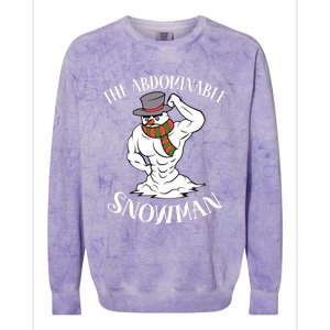 Funny Christmas Workout Xmas Abominal Snowman Abdominal Gift Long Sleeve Colorblast Crewneck Sweatshirt