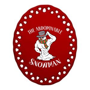 Funny Christmas Workout Xmas Abominal Snowman Abdominal Gift Long Sleeve Ceramic Oval Ornament