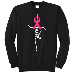 Faith Cross Warrior Survivor Pink_ Ribbon Breast Cancer Sweatshirt