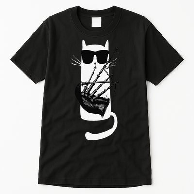 Funny Cat Wearing Sunglasses Playing Bagpipes Tall T-Shirt