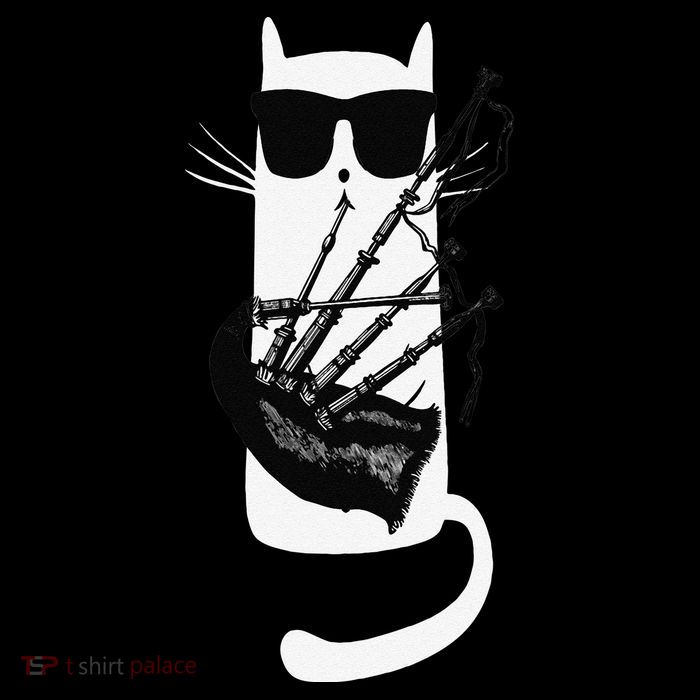 Funny Cat Wearing Sunglasses Playing Bagpipes Tall T-Shirt