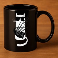 Funny Cat Wearing Sunglasses Playing Bagpipes 11oz C Handle Ceramic Mug