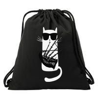 Funny Cat Wearing Sunglasses Playing Bagpipes Drawstring Bag