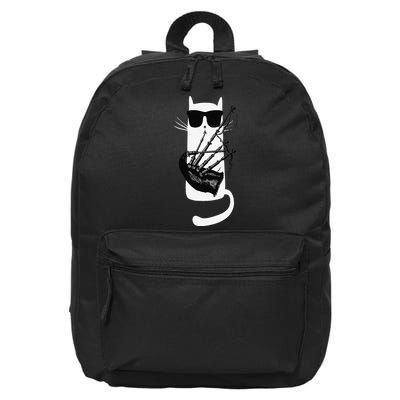 Funny Cat Wearing Sunglasses Playing Bagpipes 16 in Basic Backpack