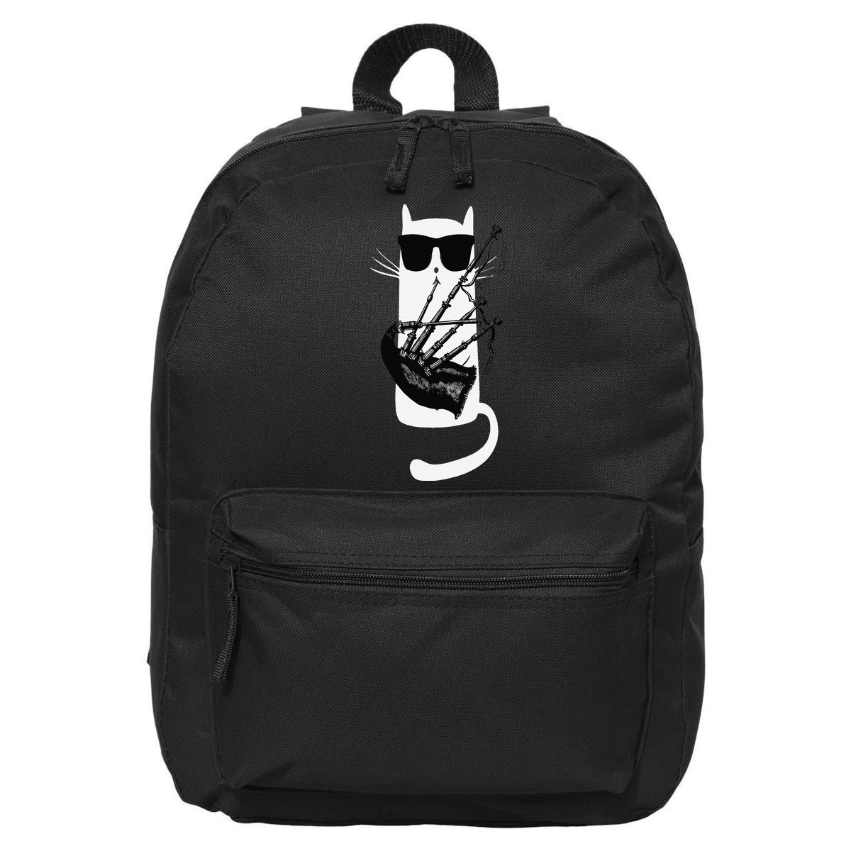 Funny Cat Wearing Sunglasses Playing Bagpipes 16 in Basic Backpack