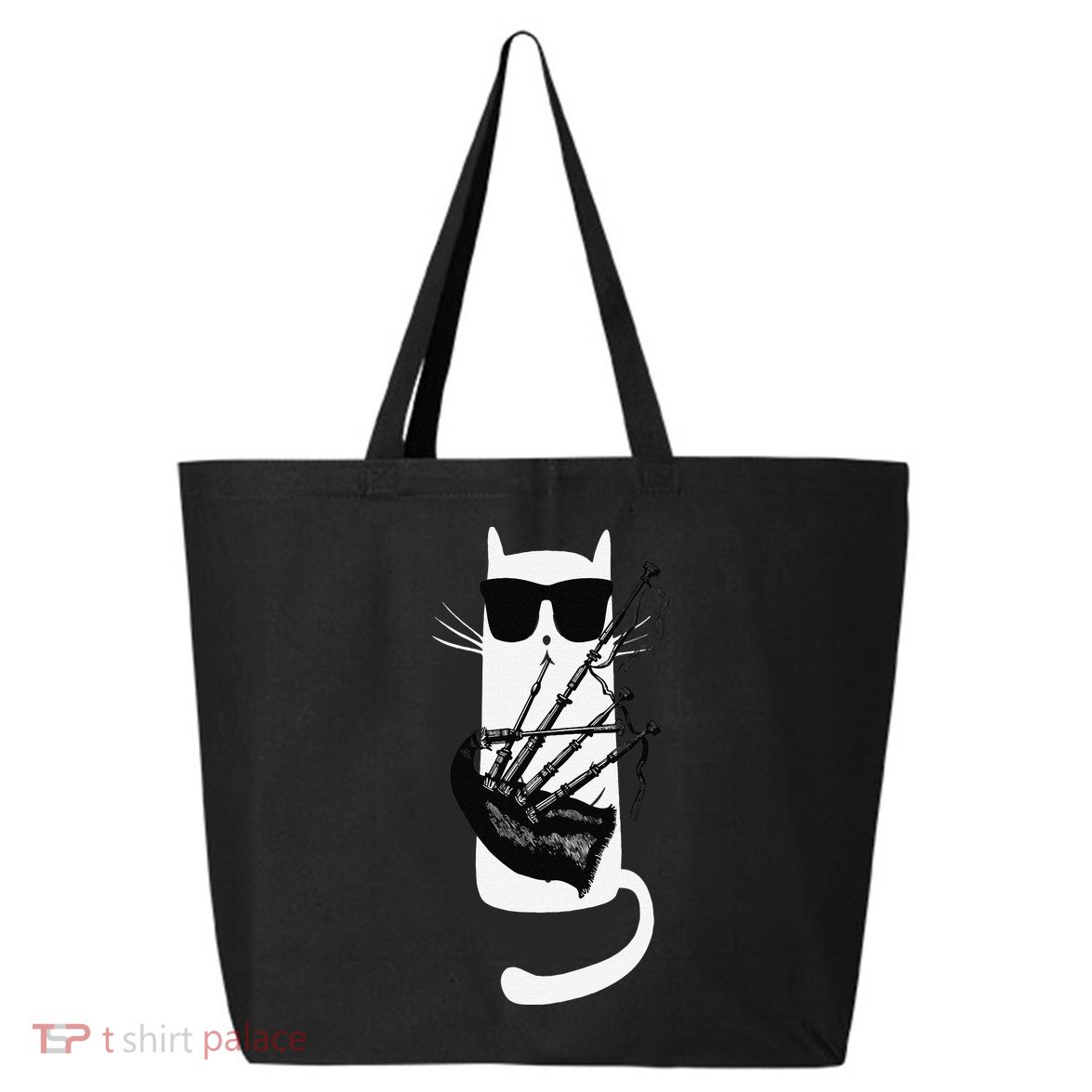 Funny Cat Wearing Sunglasses Playing Bagpipes 25L Jumbo Tote