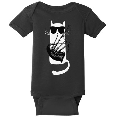 Funny Cat Wearing Sunglasses Playing Bagpipes Baby Bodysuit