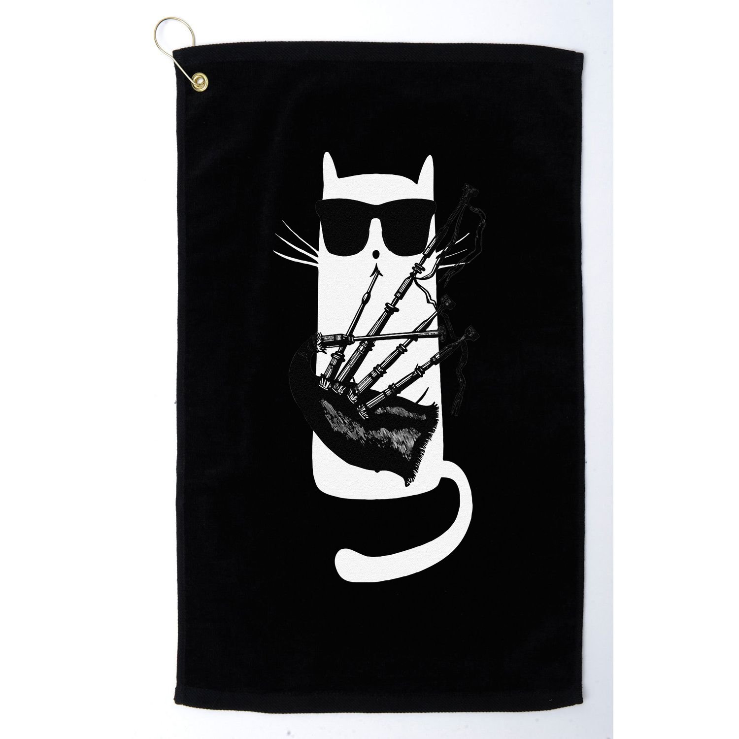 Funny Cat Wearing Sunglasses Playing Bagpipes Golf Towel