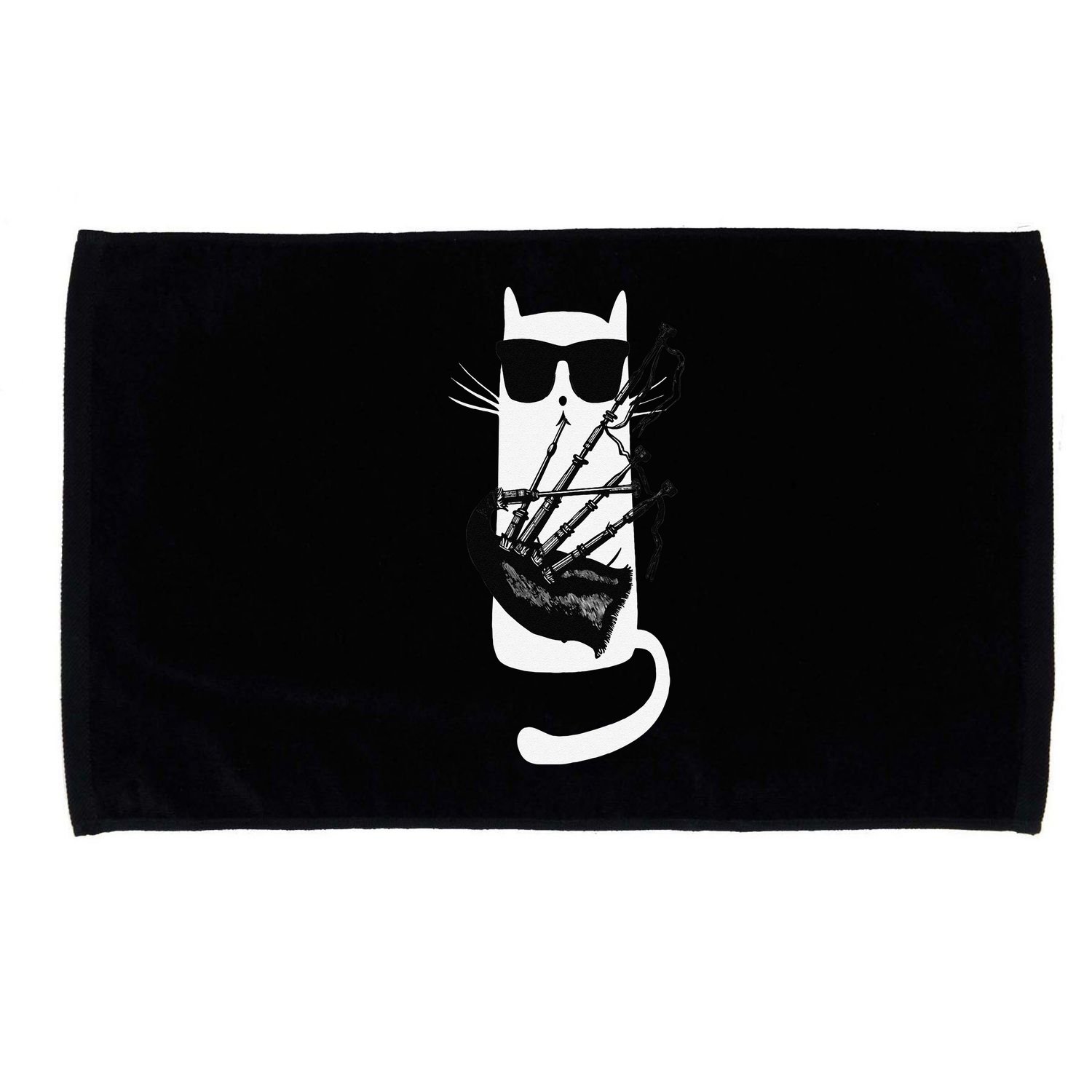 Funny Cat Wearing Sunglasses Playing Bagpipes Microfiber Hand Towel