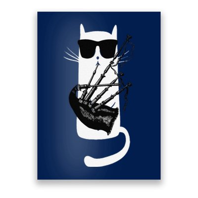 Funny Cat Wearing Sunglasses Playing Bagpipes Poster