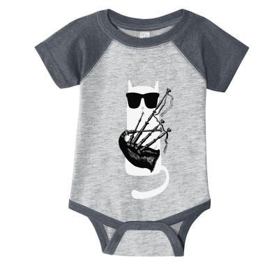 Funny Cat Wearing Sunglasses Playing Bagpipes Infant Baby Jersey Bodysuit