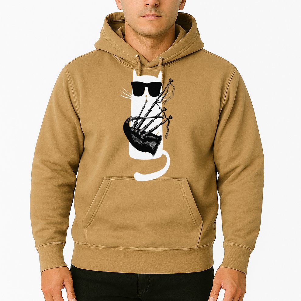 Funny Cat Wearing Sunglasses Playing Bagpipes Hoodie