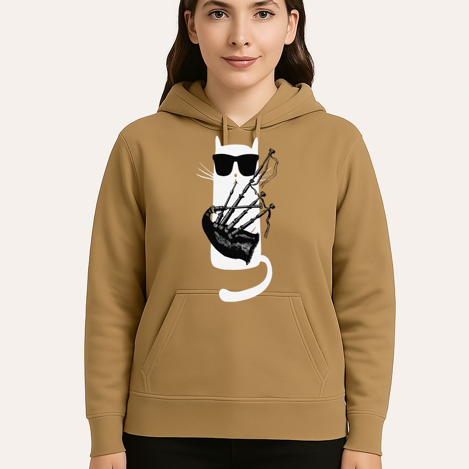 Funny Cat Wearing Sunglasses Playing Bagpipes Hoodie