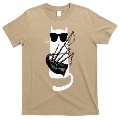 Funny Cat Wearing Sunglasses Playing Bagpipes T-Shirt