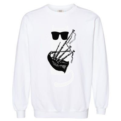 Funny Cat Wearing Sunglasses Playing Bagpipes Garment-Dyed Sweatshirt