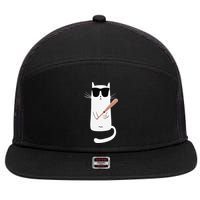 Funny Cat Wearing Sunglasses Playing Baseball 7 Panel Mesh Trucker Snapback Hat
