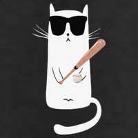 Funny Cat Wearing Sunglasses Playing Baseball 7 Panel Mesh Trucker Snapback Hat