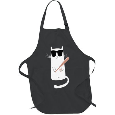 Funny Cat Wearing Sunglasses Playing Baseball Apron