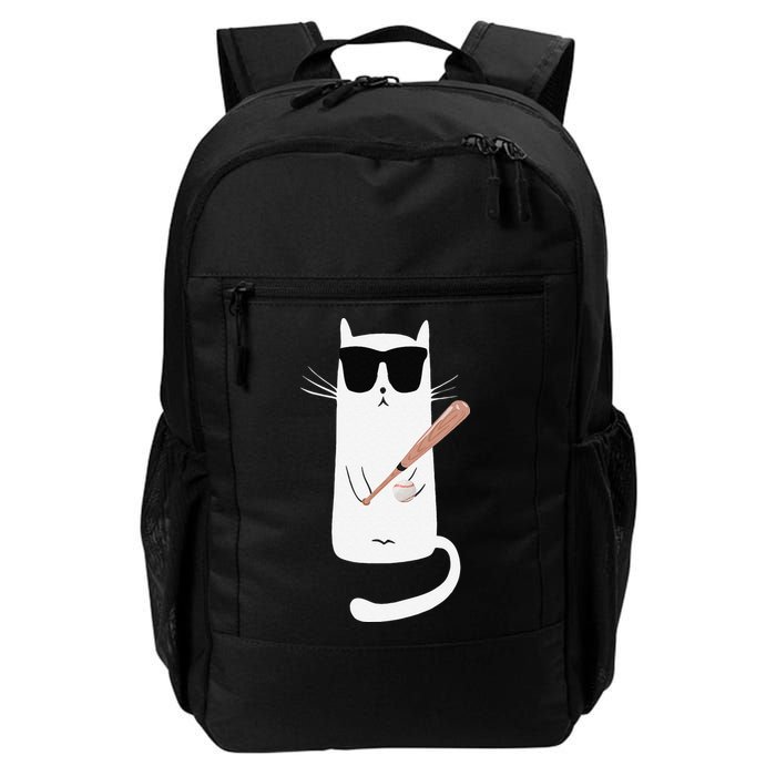 Funny Cat Wearing Sunglasses Playing Baseball Backpack