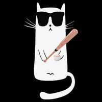 Funny Cat Wearing Sunglasses Playing Baseball Backpack