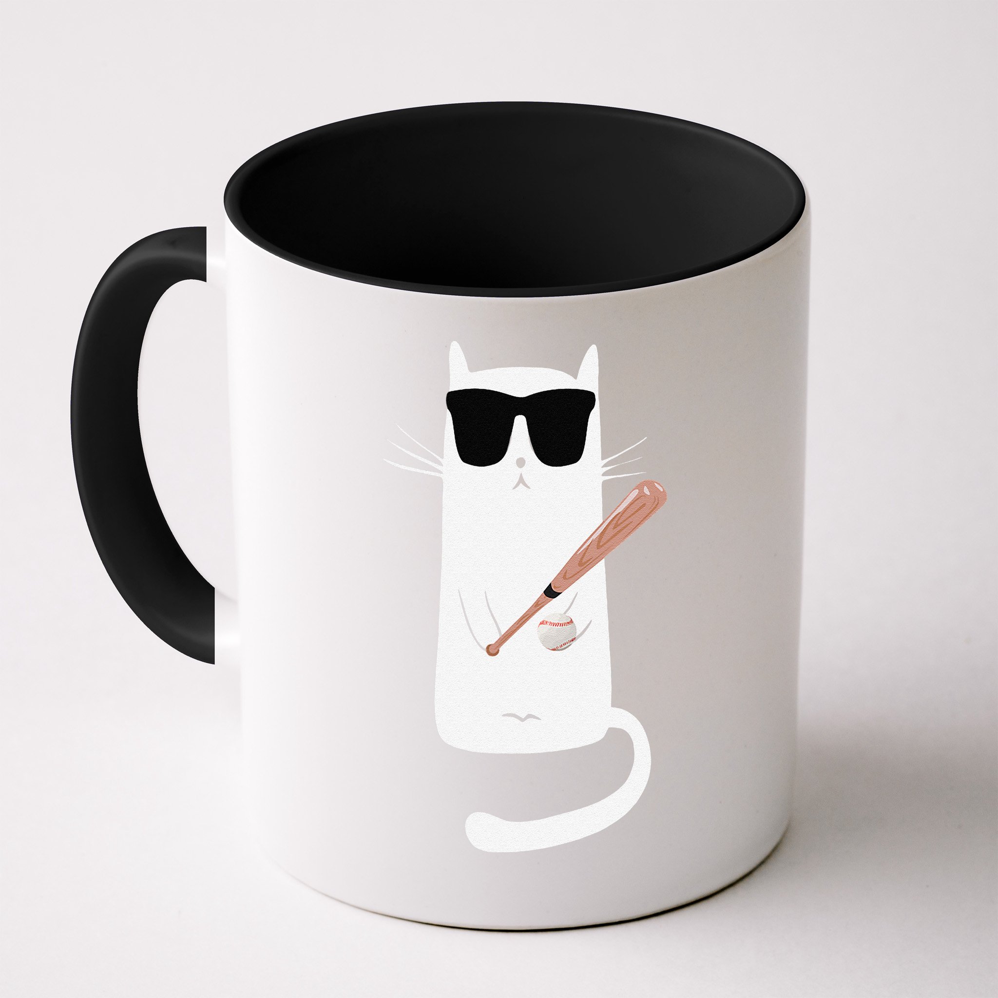 Funny Cat Wearing Sunglasses Playing Baseball Mug