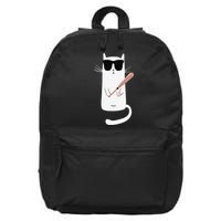 Funny Cat Wearing Sunglasses Playing Baseball 16 in Basic Backpack