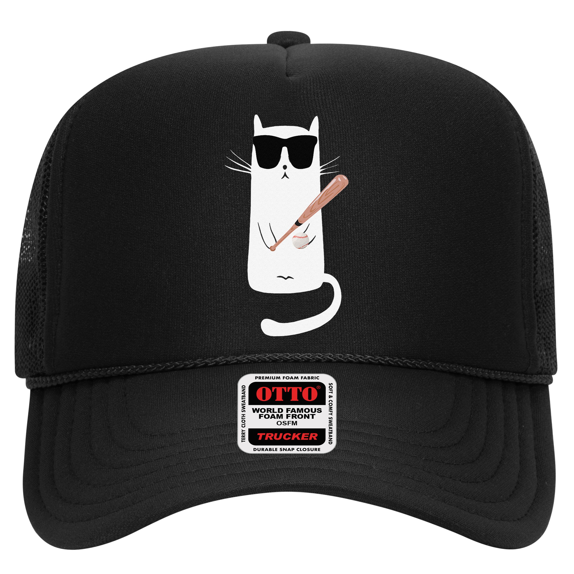 Funny Cat Wearing Sunglasses Playing Baseball Hat